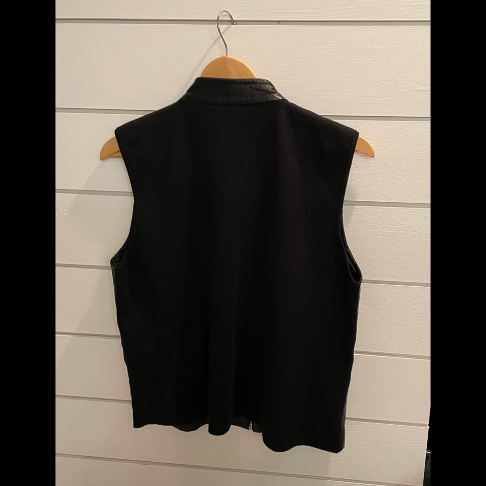 Nygard Collection black genuine leather front vest large - Picture 2 of 5